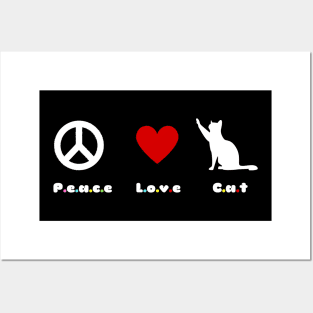 peace love cat Posters and Art